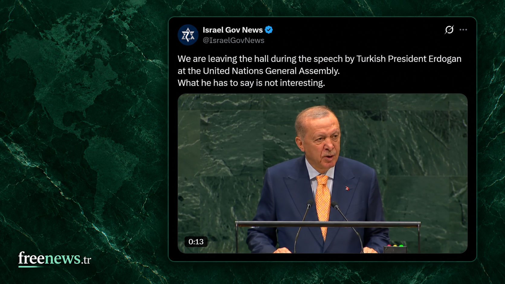 Erdoğan BM kürsüsünde konuşurken İsrail heyeti bakın ne yaptı