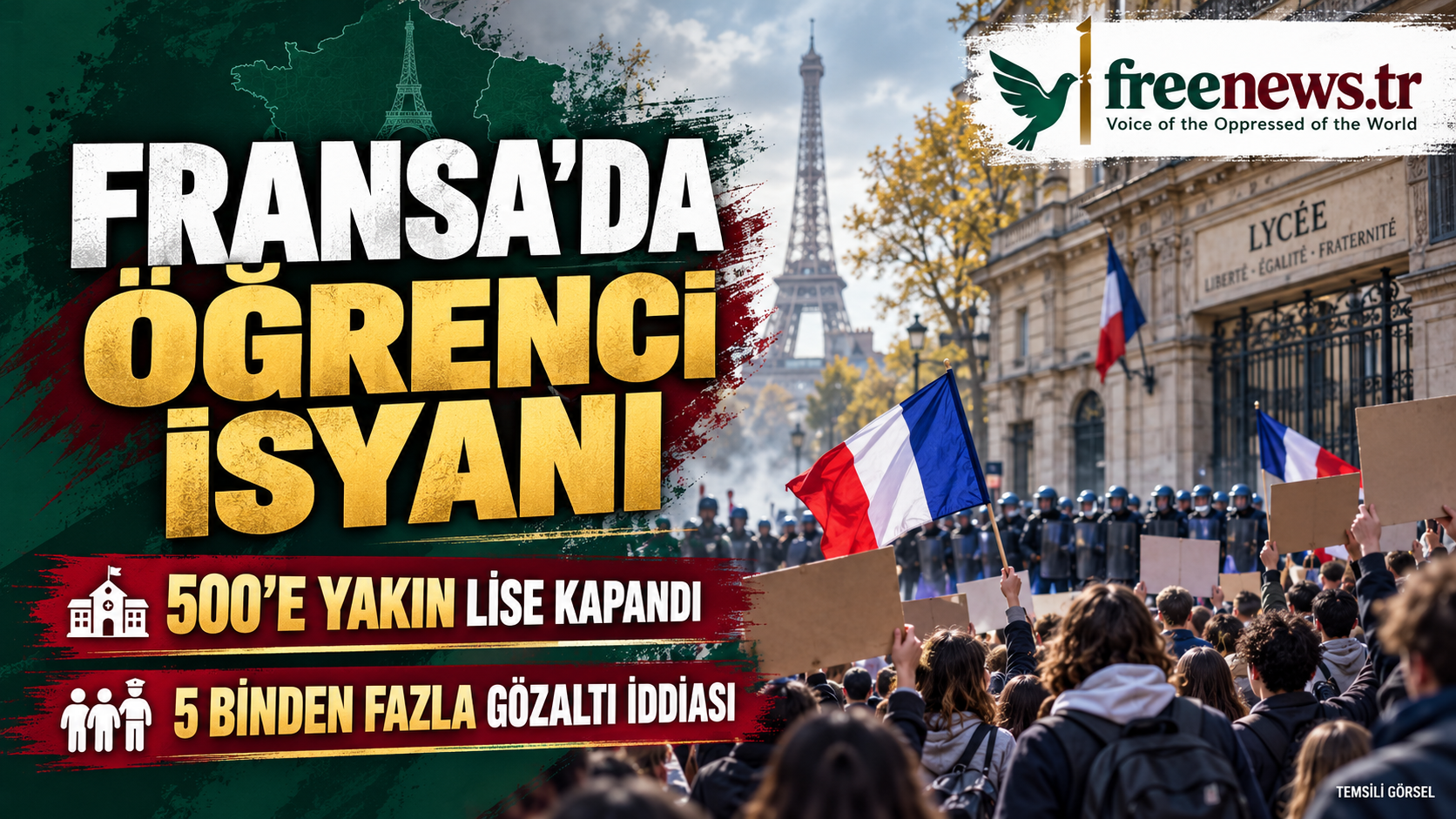 Fransa’da öğrenci isyanı: 500’e yakın lise kapandı, 5 binden fazla gözaltı