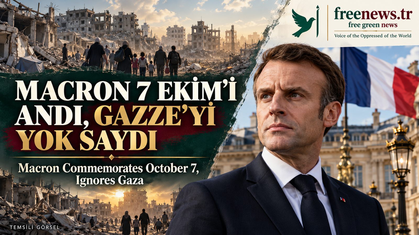 Macron 7 Ekim’i andı, Gazze’yi yok saydı